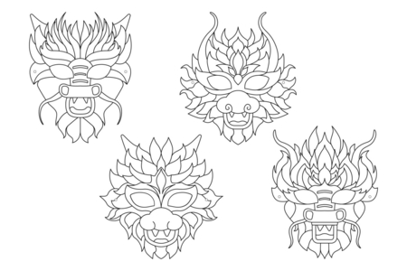 masques dragons à colorier - Masques Créatifs – 10doigts.fr