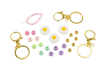 materiel Kit porte clés fleur - 3 pièces - Kits Bijoux – 10doigts.fr