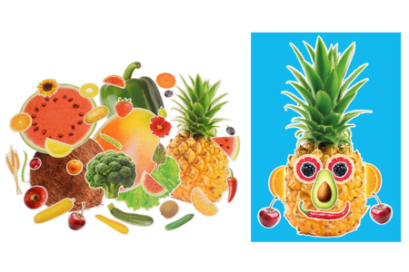 Mega set fruits et légumes réalistes en carte forte - 150 formes  - Kits éducatifs – 10doigts.fr