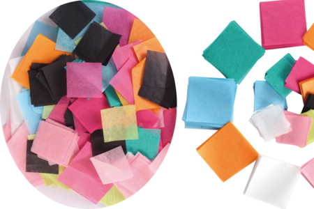 Méli-mélo de 5000 carrés de papier de soie, 8 couleurs et 3 tailles assorties   - Papiers Vernis-collage – 10doigts.fr