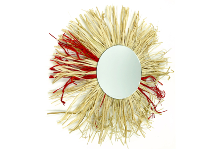 miroir en raphia soleil - Paille et Raphia – 10doigts.fr