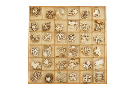 motifs en bois à coller - Déco en bois brut – 10doigts.fr