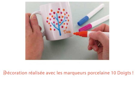 mug porcelaine et marqueurs - Supports en céramique à décorer – 10doigts.fr