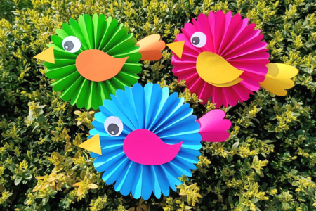 oiseaux papier rosace bricolage facile enfants printemps - Activités manuelles collage, pliage – 10doigts.fr