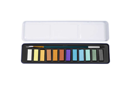 Palette aquarelle métal - 12 couleurs - Peinture aquarelle – 10doigts.fr