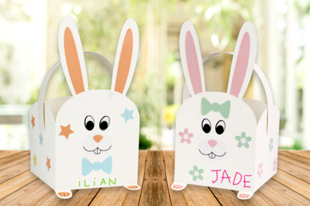 panier lapin pâques oeufs enfants - Boîtes en carton – 10doigts.fr