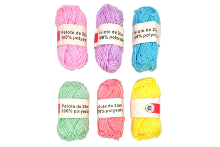 Pelotes de fil à tricoter, couleurs pastel - 6 couleurs - Fils à tricoter – 10doigts.fr