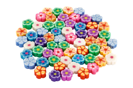 Perles fantaisie, pâte polymère, fleurs, 1 x 0,4 cm x 60 pcs - Perles Pâte polymère – 10doigts.fr