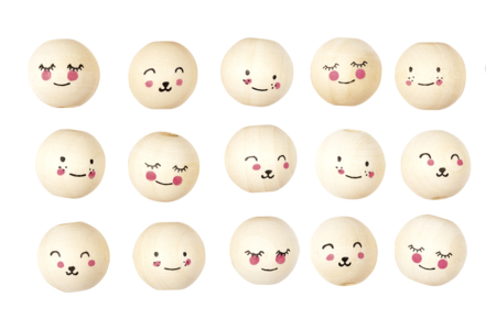 perles visages en bois - Perles Bois – 10doigts.fr