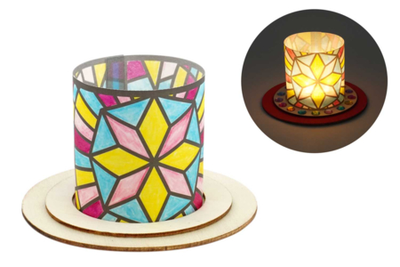 Photophores de Noël, effet vitrail - 6 photophores - Photophores Noël – 10doigts.fr