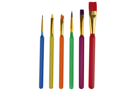 Pinceaux à manches triangulaires - Set de 6 - Pinceaux poils synthétiques – 10doigts.fr