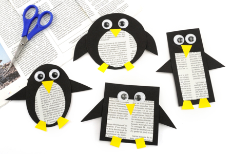 pingouin papier journal activité facile enfants - Activités manuelles enfants Hiver – 10doigts.fr
