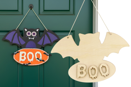 plaque de porte halloween chauve souris - Supports d'Halloween à décorer – 10doigts.fr