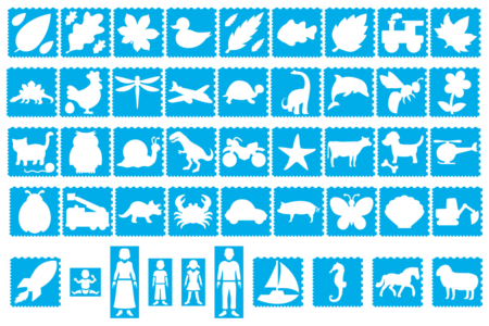 pochoirs et tracettes assorties - Pochoirs enfants – 10doigts.fr
