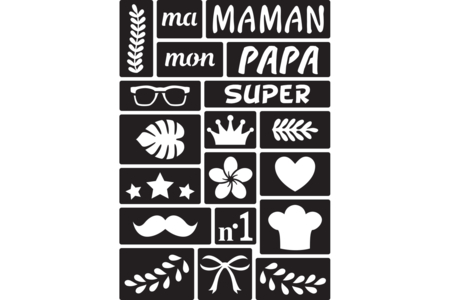 Pochoirs souples adhésifs textile fête des mères/pères - Pochoirs adhésifs – 10doigts.fr