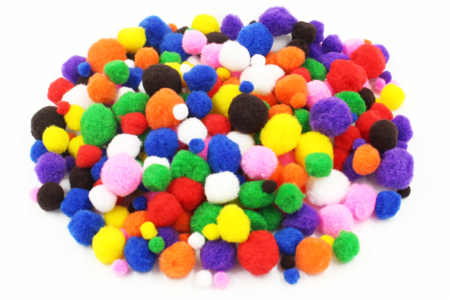 Pompons, couleurs vives et tailles assorties - Pompons – 10doigts.fr