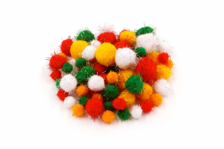 Pompons métallisés pailletés - 72 pièces - Pompons pour bricolage créatif – 10doigts.fr