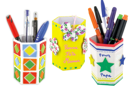 pot crayon carton hexagone - Pots en carton – 10doigts.fr
