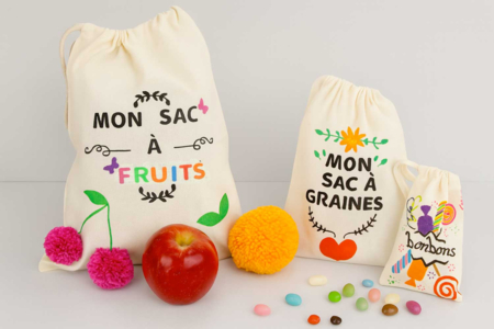 Sacs réutilisables en coton - Coton, lin - Textiles – 10doigts.fr