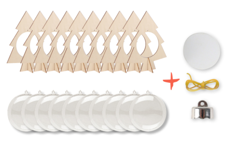 sapin bois boule transparente noël - Objets en bois Noël – 10doigts.fr