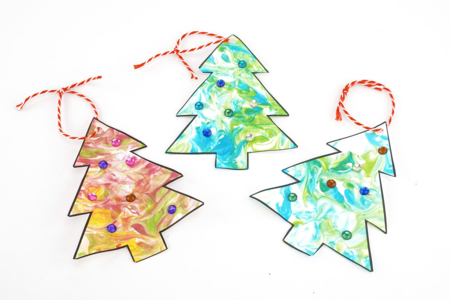 sapin marbling noel - Activités manuelles décorations du sapin de Noël – 10doigts.fr