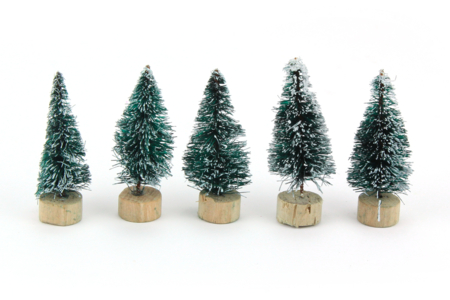 Sapins enneigés décoratifs - 5 pièces - Déco Noël Nature – 10doigts.fr