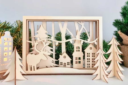 Scène en bois ciselé forme cadre à monter 25 x 18 x 6 cm - Crèches et villages de Noël à fabriquer – 10doigts.fr