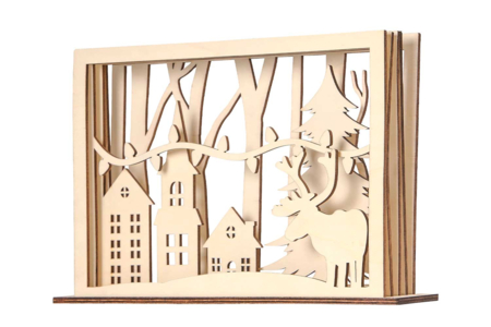 Scène en bois ciselé forme cadre à monter - Crèches et villages de Noël à fabriquer – 10doigts.fr