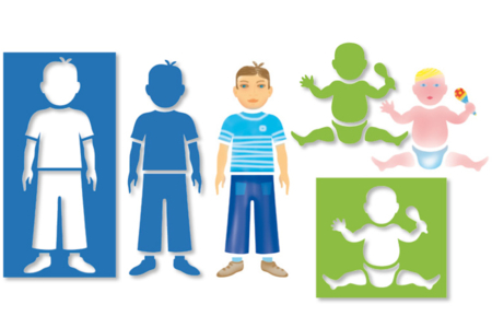 Set de 5 pochoirs 10 DOIGTS Multi fonctions 3 en 1 : SILHOUETTES - Pochoirs Transports et Métiers – 10doigts.fr