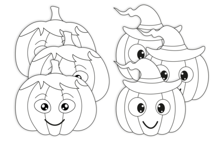 Set de 6 citrouilles géantes en carte forte imprimée (2 designs) - Supports d'Halloween à décorer – 10doigts.fr