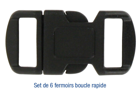 Set de 6 fermoirs boucle rapide en plastique noir - Clips et mousquetons – 10doigts.fr