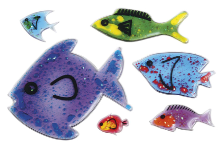 Set de 6 poissons taciles scintillants - Apprentissage et manipulation – 10doigts.fr