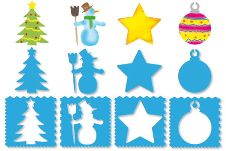 Set de 8 pochoirs 10 DOIGTS Multi fonctions 3 en 1 : NOËL - Pochoirs fêtes – 10doigts.fr