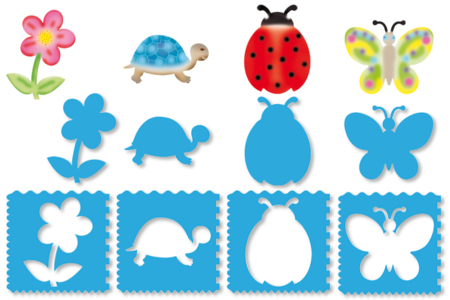 Set de 8 pochoirs 10 DOIGTS Multi fonctions 3 en 1 : PRINTEMPS - Pochoir animaux – 10doigts.fr