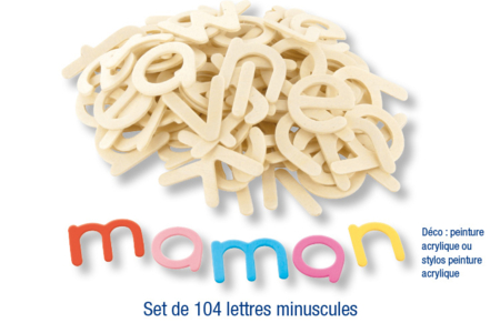 Set de lettres et chiffres en bois naturel - Déco en bois brut – 10doigts.fr