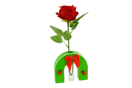 Soliflore en bois et verre 11 x 9,5 x 3 cm - Vases et soliflores à décorer – 10doigts.fr