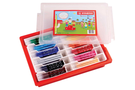Stabilo Trio pointes fines (0.7 mm) - 144 feutres + cadeaux (8 coloriages velours) - Feutres pointes fines – 10doigts.fr