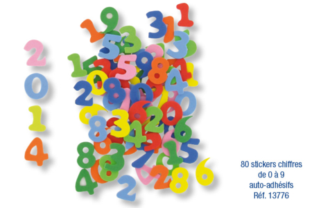 stickers chiffres en caoutchouc souple auto-adhésif - 10doigts.fr
