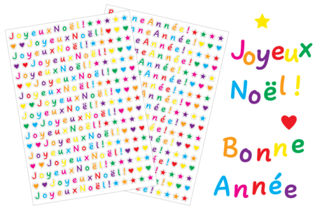 stickers joyeux noel transparent - Gommettes et stickers Noël – 10doigts.fr