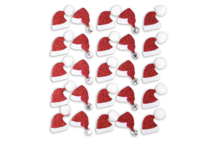 Stickers pailletés bonnet de Père Noël 2 x 1,5 cm x 25 pcs - Thème Noël – 10doigts.fr