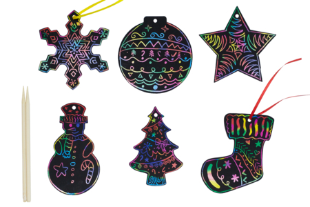 suspension noël carte à gratter enfants - Cartes à gratter, à poinçonner – 10doigts.fr