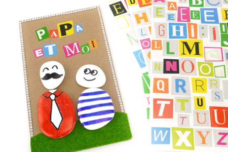 tableau galets cadeau fête des pères - Activités manuelles fête des pères – 10doigts.fr