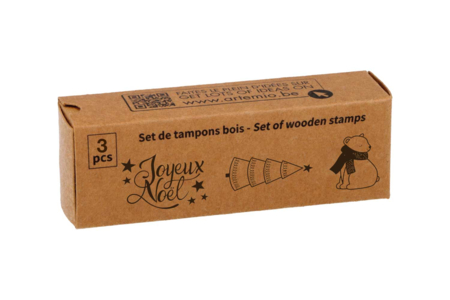 Tampons bois artemio Noel - 3 pièces - Tampons encres et peintures – 10doigts.fr