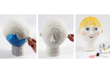 tête en papier mâché - Papier mâché - Pâtes auto-durcissantes – 10doigts.fr