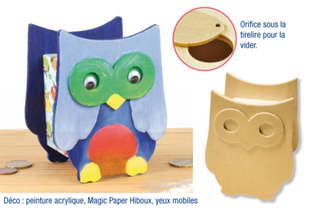 Tirelire hibou en bois - 10doigts.fr