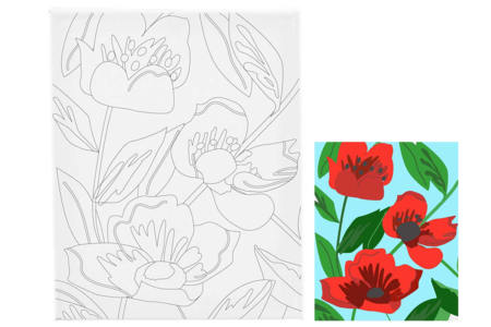 Toile imprimée 24 x 30 cm - Les coquelicots - Châssis et Cartons toilés – 10doigts.fr