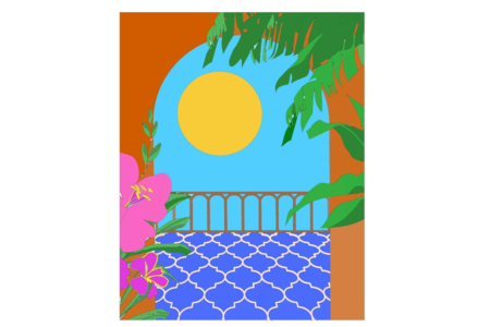 Toile imprimée à peindre - Balcon au soleil - Peinture aux numéros – 10doigts.fr