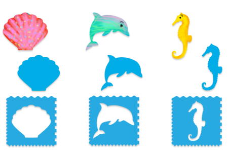tracette océan - Pochoir animaux – 10doigts.fr