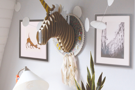 trophée licorne à assembler - Animaux en carton – 10doigts.fr