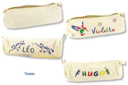 Trousse en coton (22 cm) , avec fermeture zippée  - Pochoirs adhésifs – 10doigts.fr
